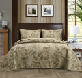 Blue cotton bedspread with floral patterns and quilted texture in American style bedding set