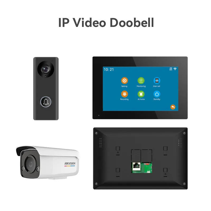 10-inch video intercom doorbell system with outdoor camera unit and indoor display monitor