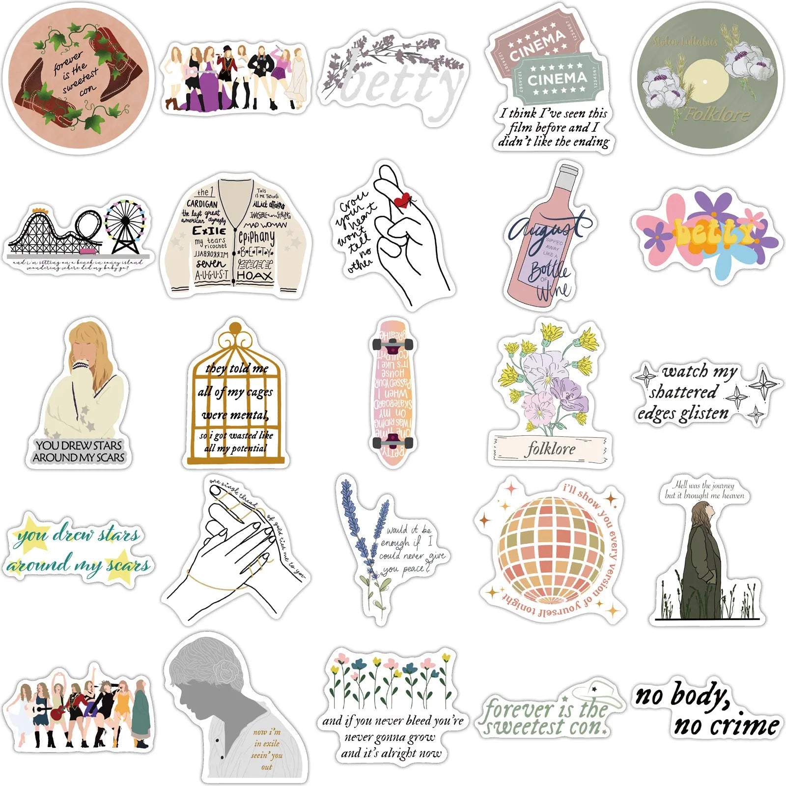 Waterproof graffiti colour cartoon stickers measuring 4-6cm for luggage and notebook decoration