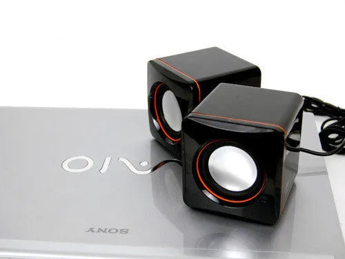 Black square USB-powered 2.0 computer speaker for desktop audio