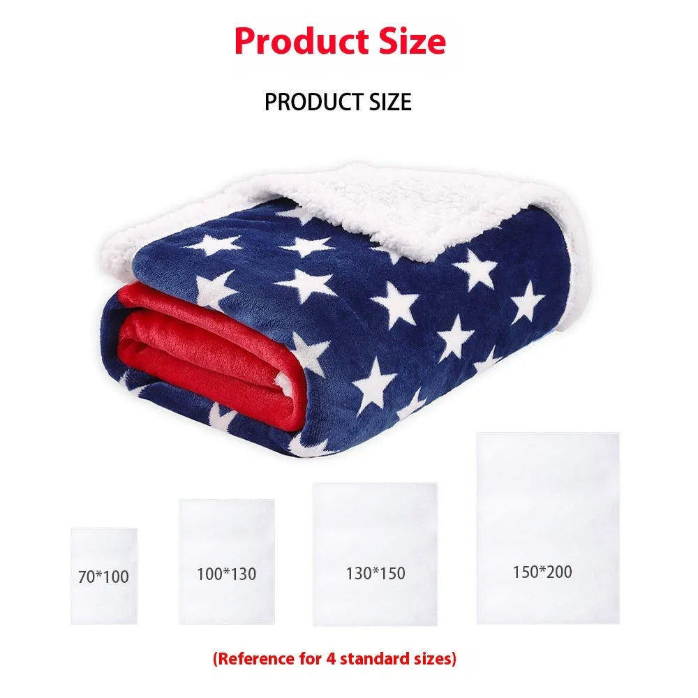American style striped polyester fleece blanket shown in autumn colours, available in three sizes.