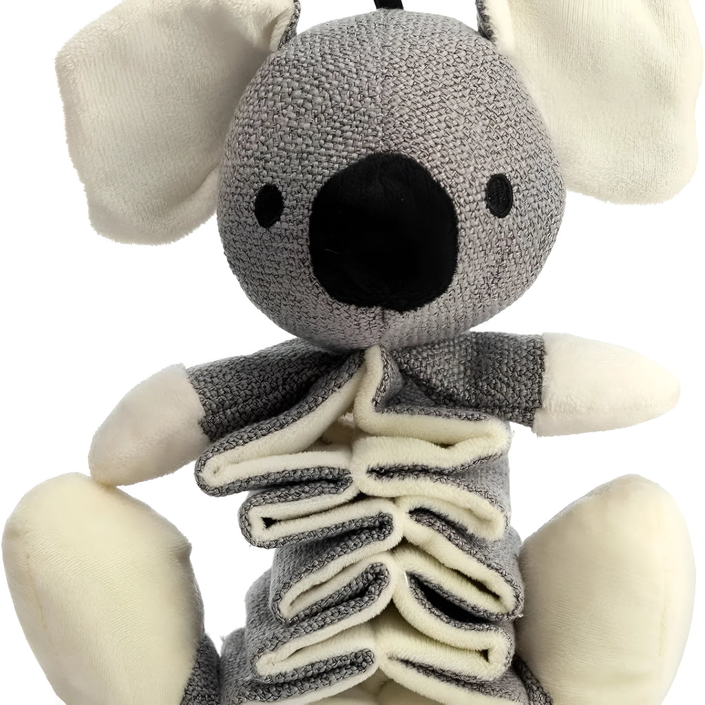 Hollypet grey koala plush dog squeaky toy with crinkle paper, 30cm length for small medium large dogs