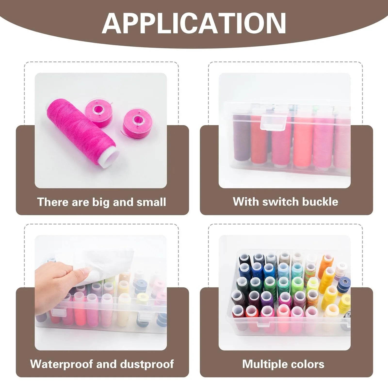 42-axis clear plastic storage box for embroidery threads and sewing needles