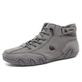 Men's black Octopus high-top casual shoes with round toe and flat rubber sole