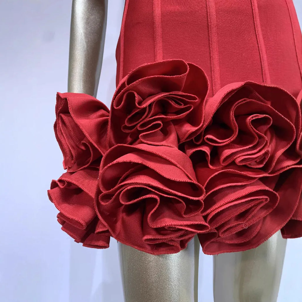 Women's solid colour mid waist dress in urban style available in red, white or black