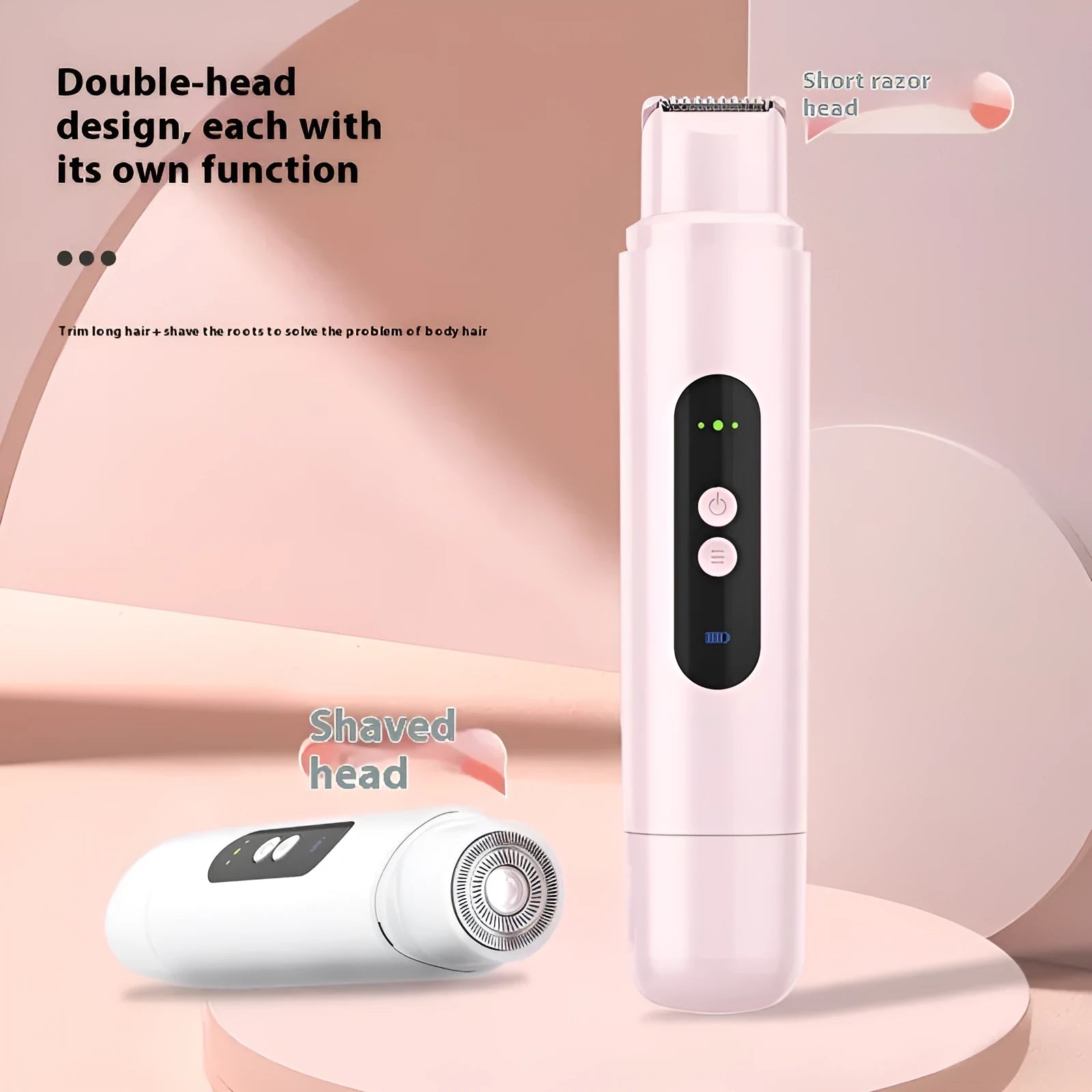 Portable pink or white electric depilator with floating blade for body and armpit hair removal