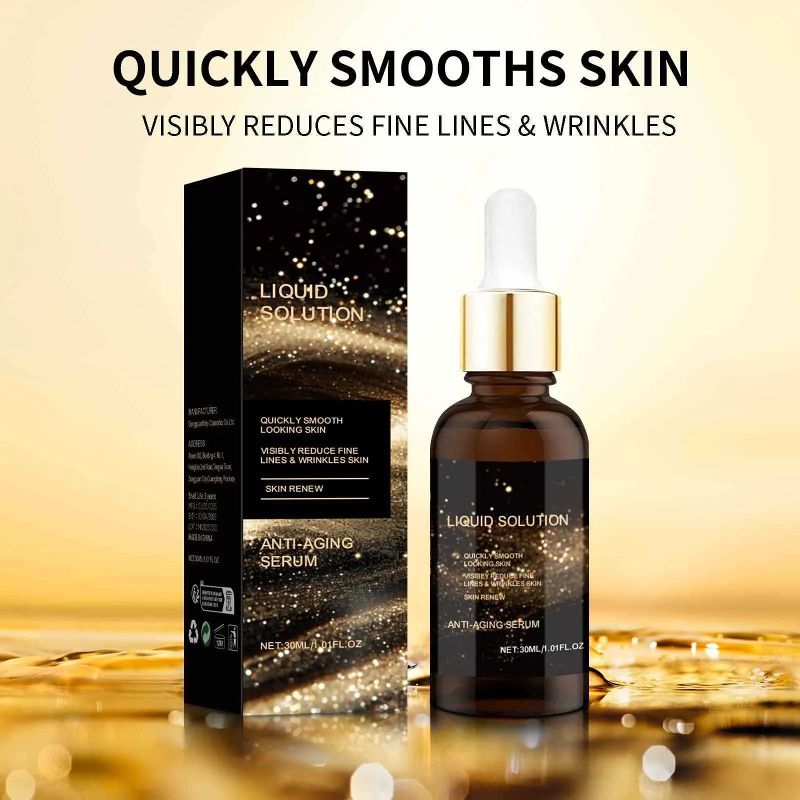 30ml facial moisturising liquid bottle with hyaluronic acid and glycerin