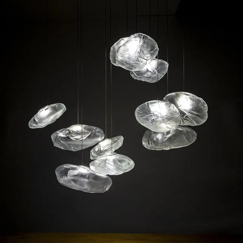 Modern glass decorative chandelier with light luxury design in clear, amber or smoke grey colour options