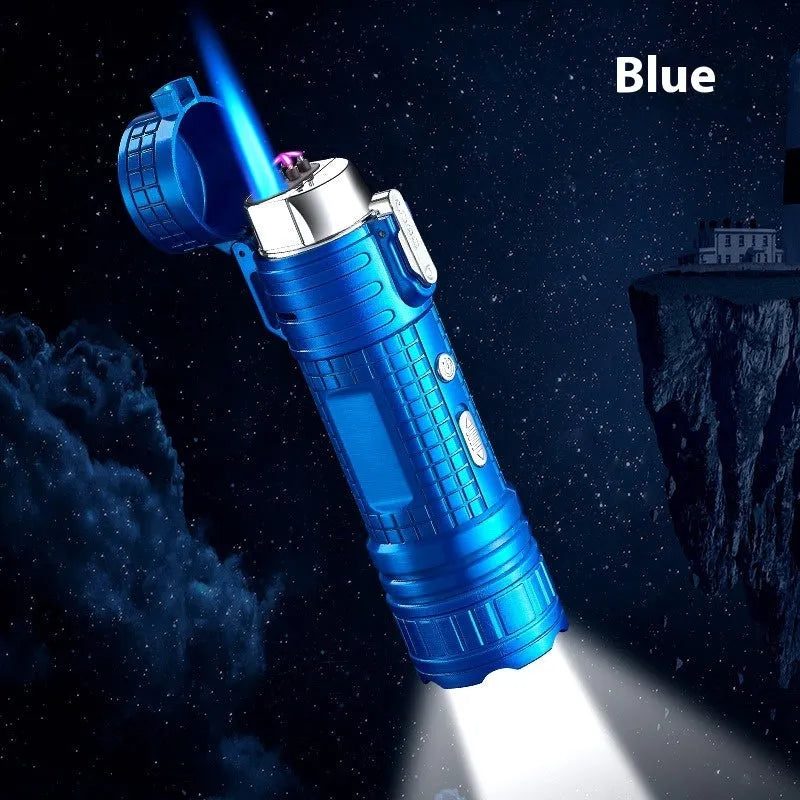 TH727 multi-function metal flashlight lighter in camouflage colour.