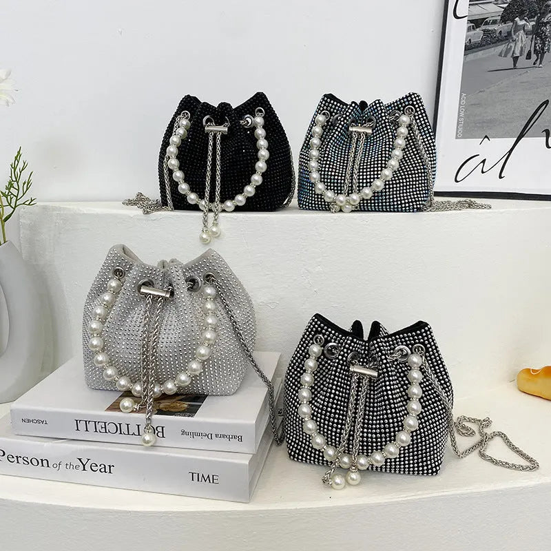Fashion light diamond shoulder bag with western-style chain crossbody design in soft PU material