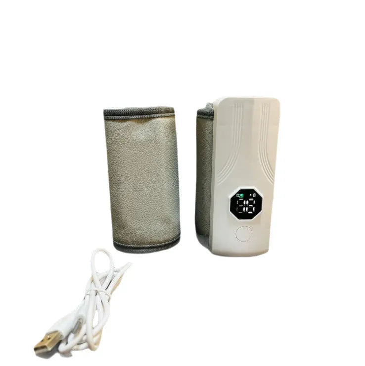 Grey and white car charger milk warmer with 36W heating and constant temperature control