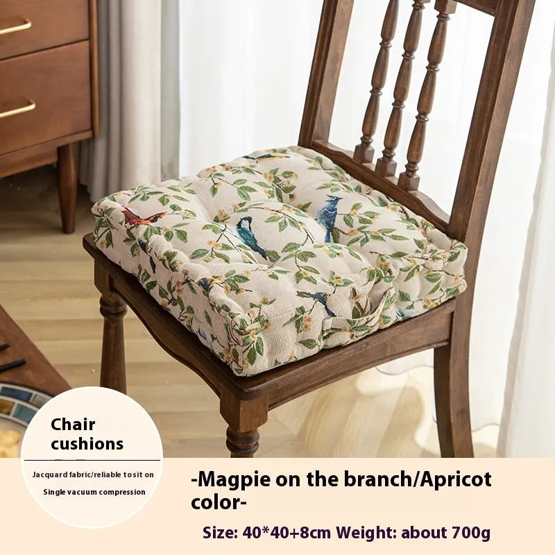 American style dining chair cushion with decorative plant pattern, 40x40x8cm dimensions