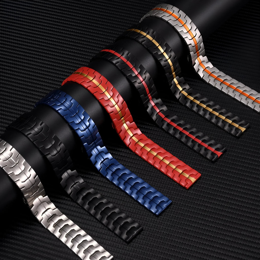Stainless steel watch band replacement strap for Samsung Galaxy Watch in multiple colour options