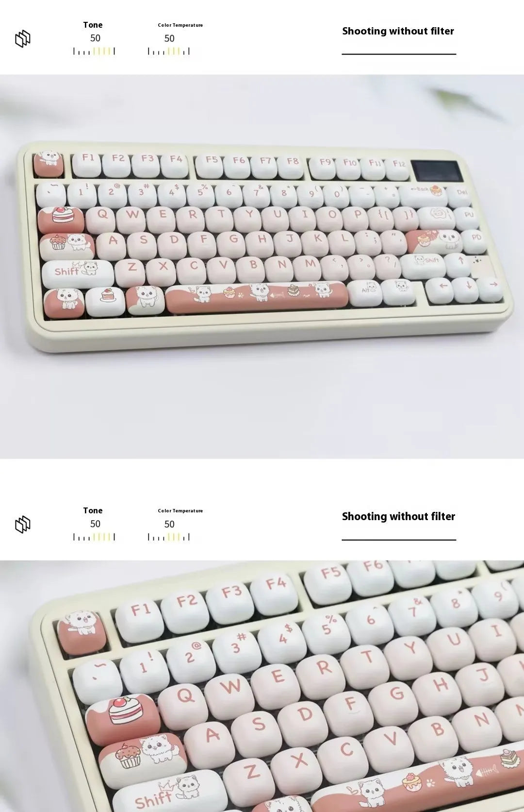 Cartoon dessert cat MOG round key cap with colourful sweet-themed illustration for mechanical keyboards