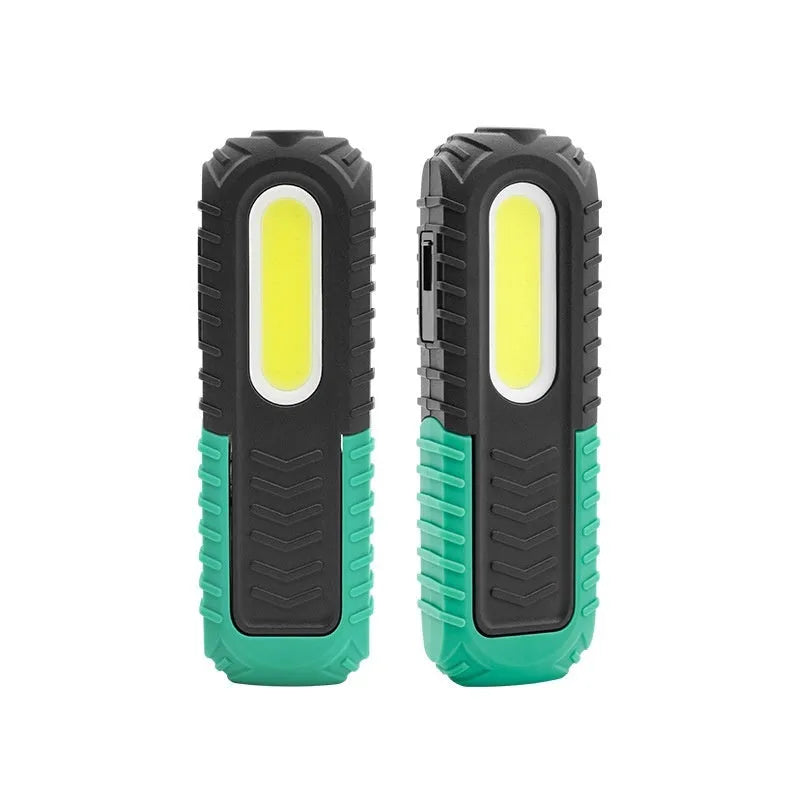 Black and green PET-coated auto repair work light with USB charging port and compact 165mm design