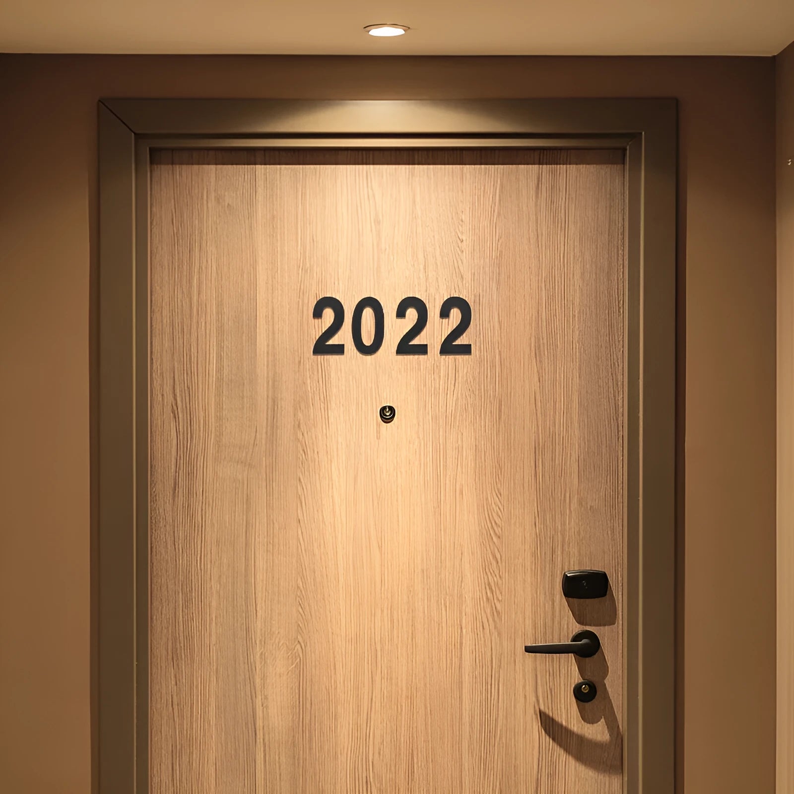 Black stainless steel adhesive house number showing 7.5cm characters with matte finish