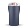 Blue mini flour mill grinder with stainless steel mechanism for grinding spices and grains.