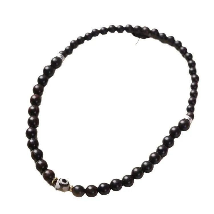 Ebony Tibetan bracelet with two circles of 8mm beads for men and women