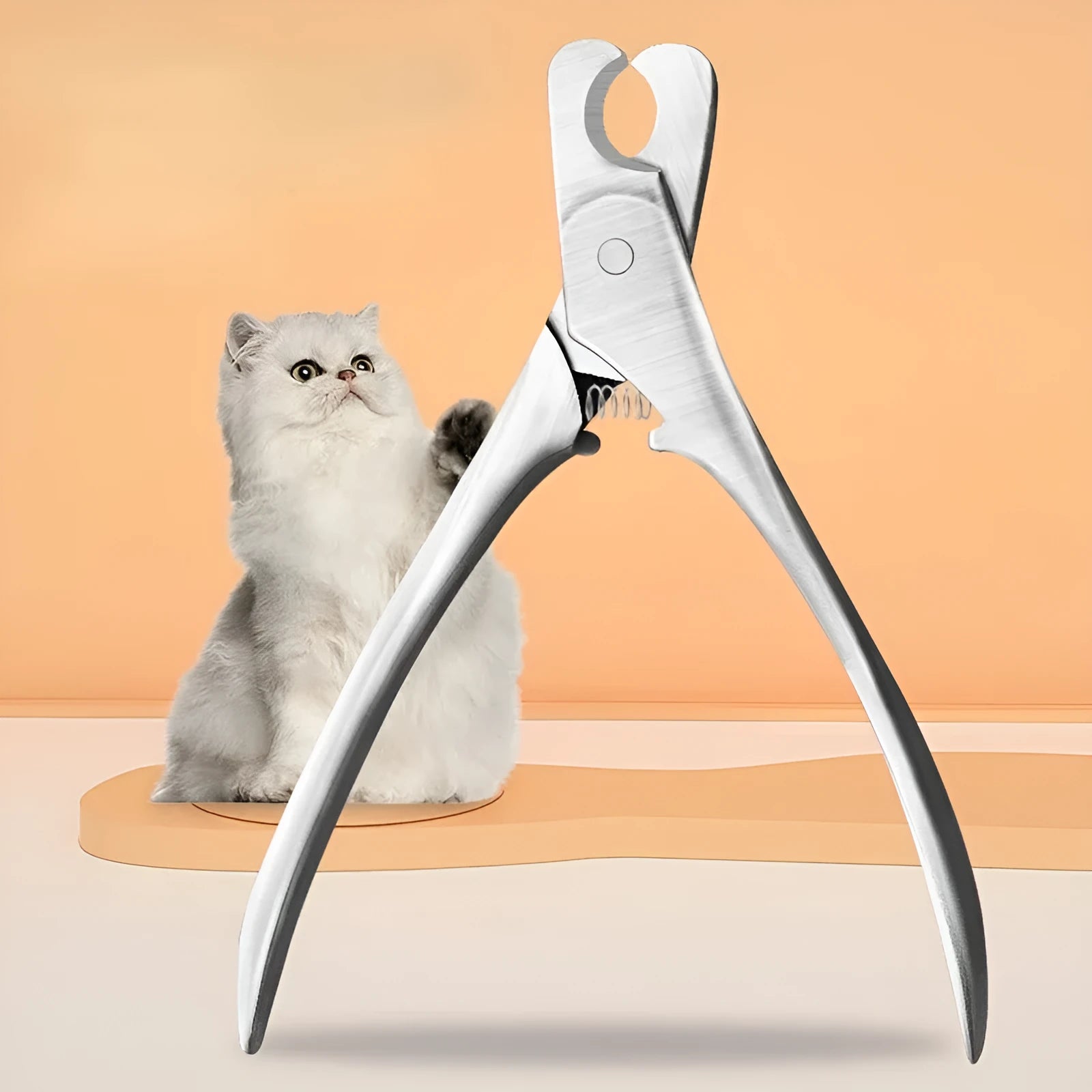 Silver professional stainless steel pet nail clipper with safety guard for dog and cat grooming