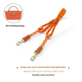 Braided rope shoulder strap in nylon and cowhide with alloy buckle in gold or silver finish