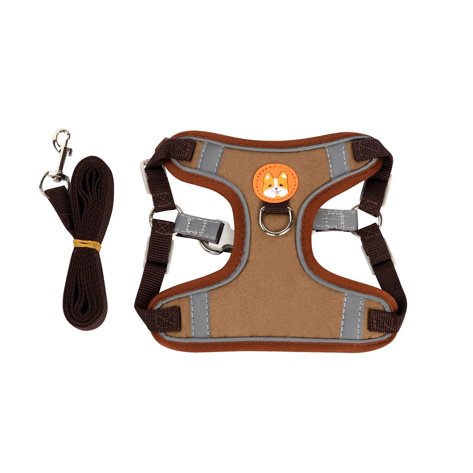 Adjustable dog harness with haulage rope in a selected colour, showing the chest strap design.