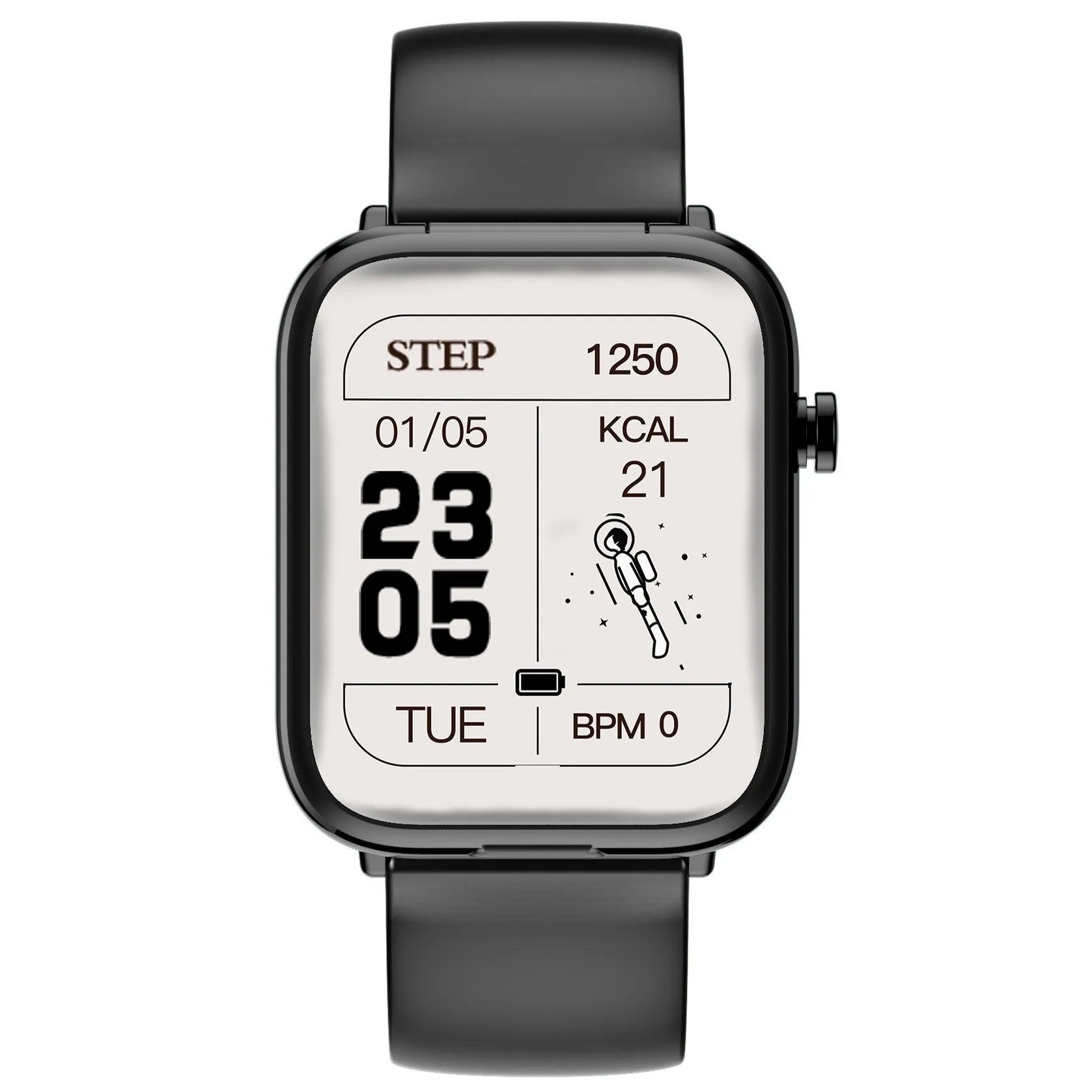 Black zinc-alloy smartwatch with 1.69-inch touchscreen, functioning as a Bluetooth headset and fitness tracker.