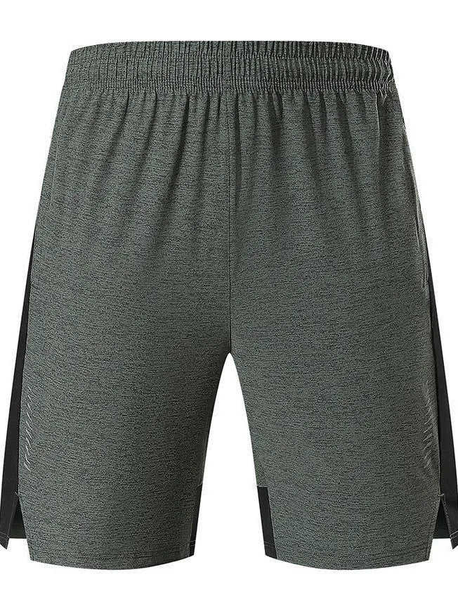 Men's five-point spandex shorts in forest green, mid-waist design for casual wear