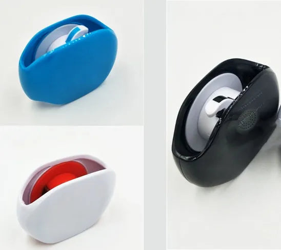 Automatic earphone cable winder with telescopic push mechanism showing compact design