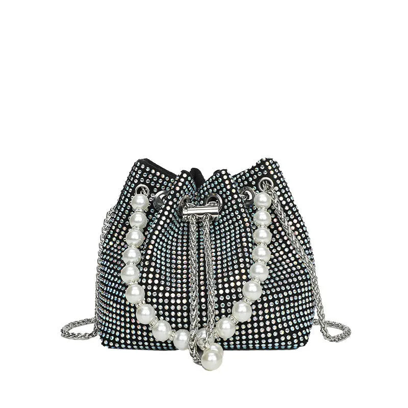Fashion light diamond shoulder bag with western-style chain crossbody design in soft PU material