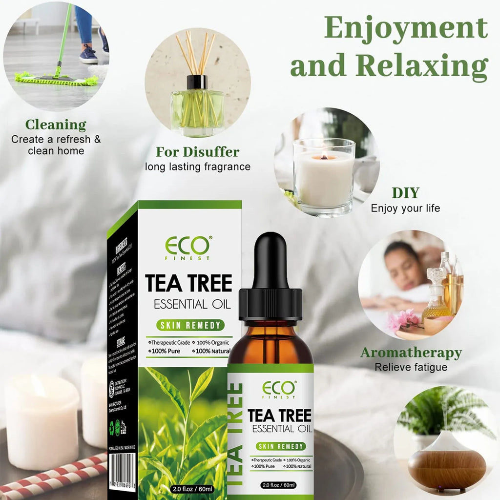 60ml bottle of pure tea tree essential oil for massage and skin application