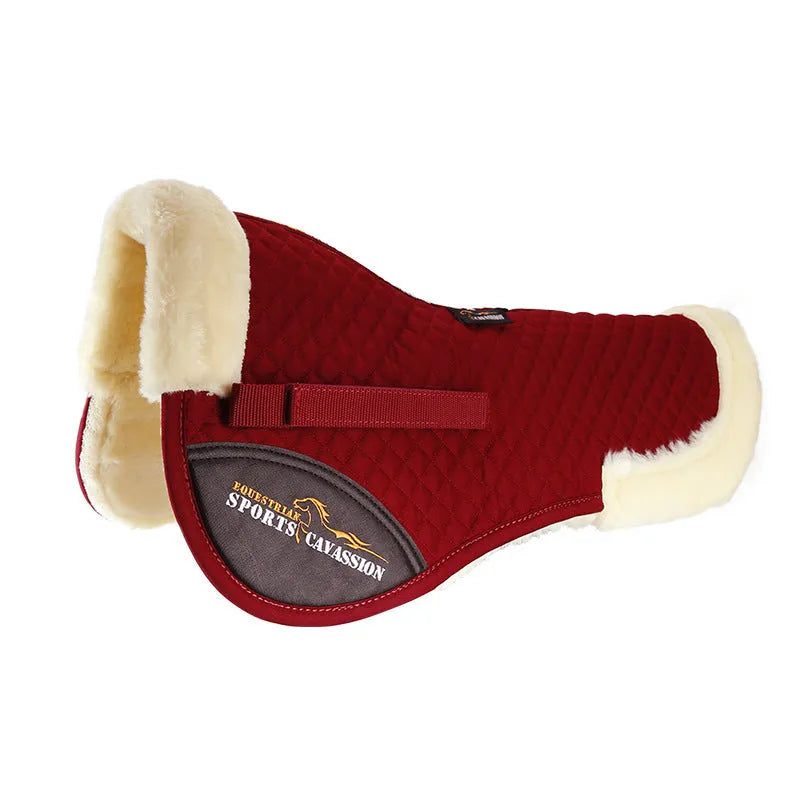 Wool riding saddle pad for shock absorption in equestrian and cycling