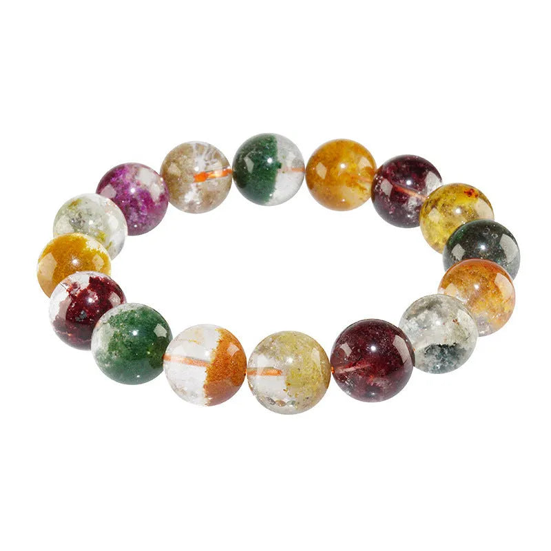 Natural four seasons colourful ghost cornucopia crystal ball bead bracelet with 10mm beads in retro ethnic style