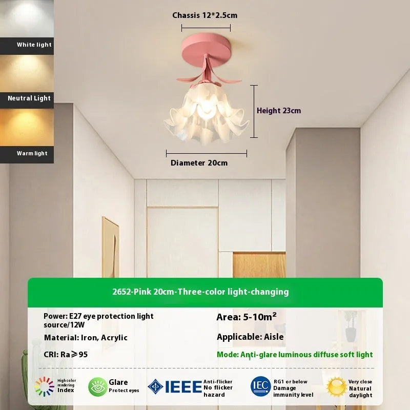 Cream coloured LED corridor light with Linglan flower design and modern simplistic style