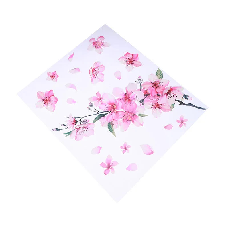 Cherry blossom flower pattern car vinyl sticker in two size options on a white background.
