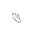 Adjustable antique twist pearl ring in copper with geometry shape, gold or silver colour option