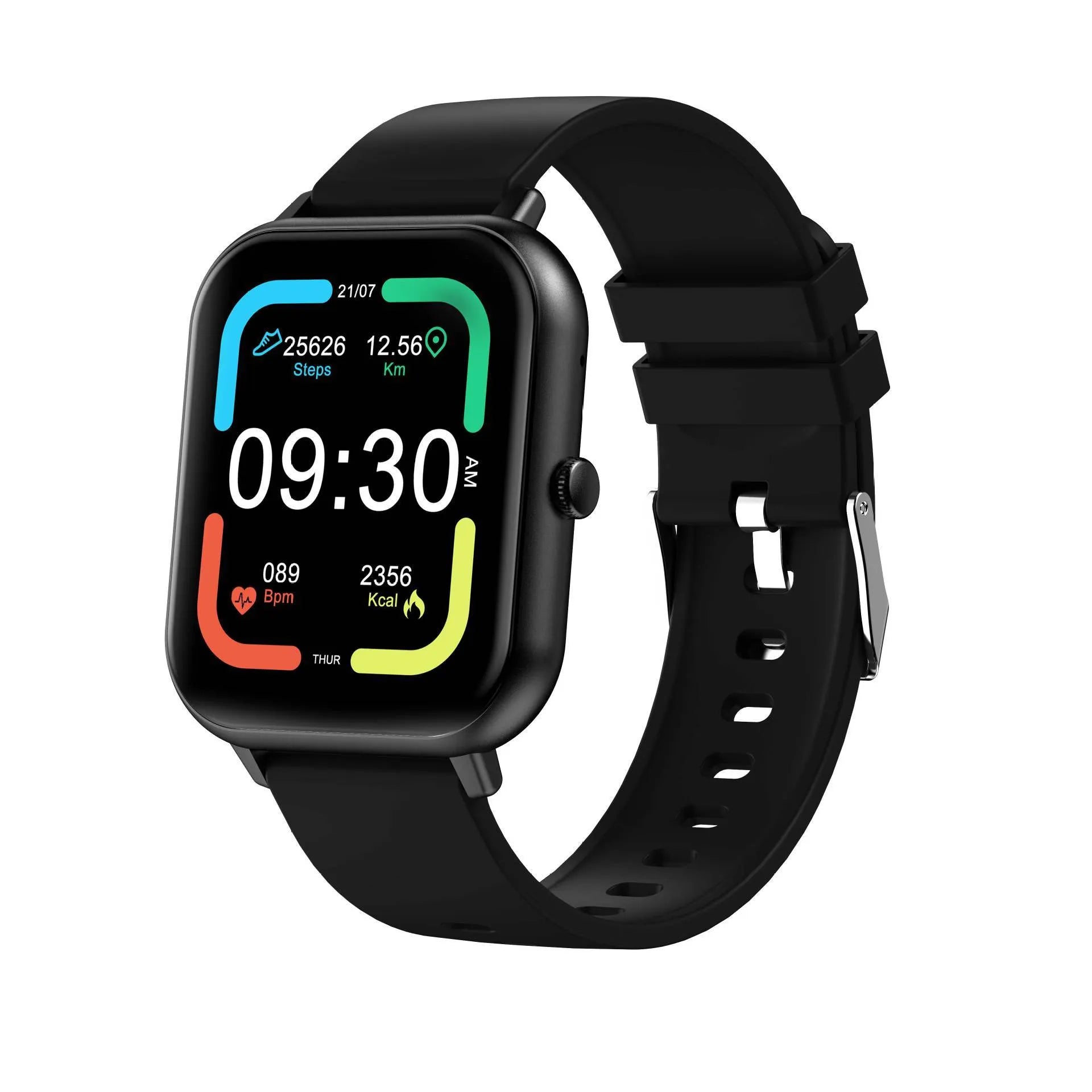 Bluetooth smart watch with TFT touch screen in black, silver gray, pink, or khaki colour options
