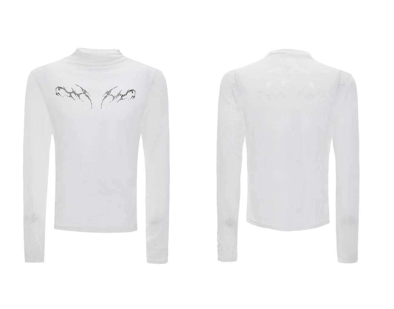 Black slim fit men's shirt with ice-feeling mesh panels and long sleeves on a white background.