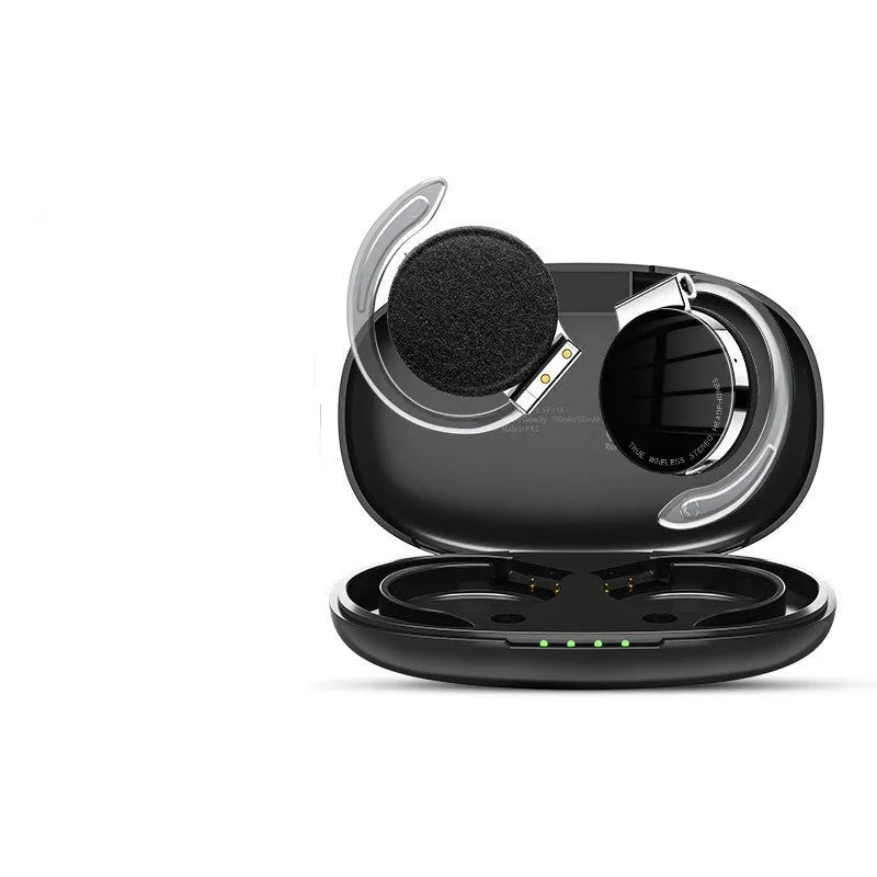 Black and white wireless Bluetooth sports earphones with in-ear design for secure fit.