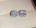 Square diamond geometric earrings for women in silver and gold colour options