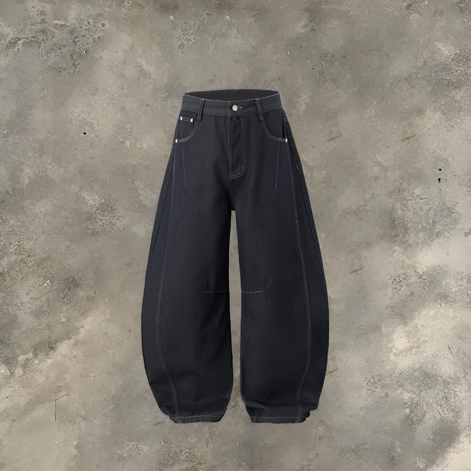 Men's wide leg denim trousers in original cow colour cotton fabric