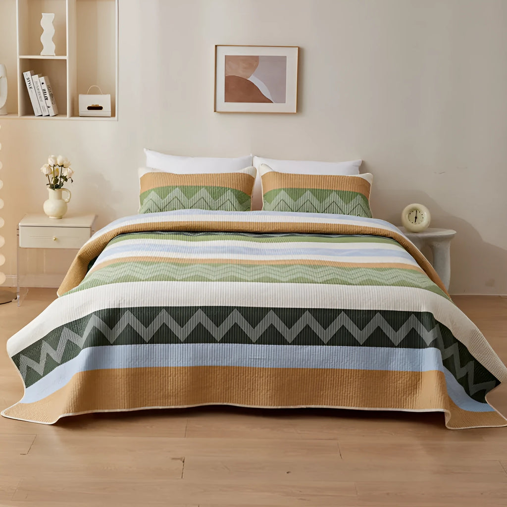 Pure cotton printed bed sheet set in modern simple style with reactive dye colours