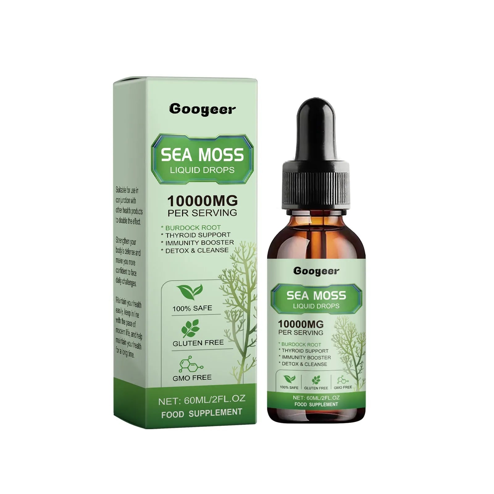 Sea moss liquid drops body treatment 60ml bottle with traditional Chinese medicine extract