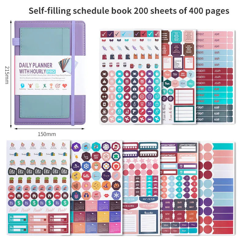 A5 no-date notebook with thread-bound spine and PU cover, shown in multiple colour options.
