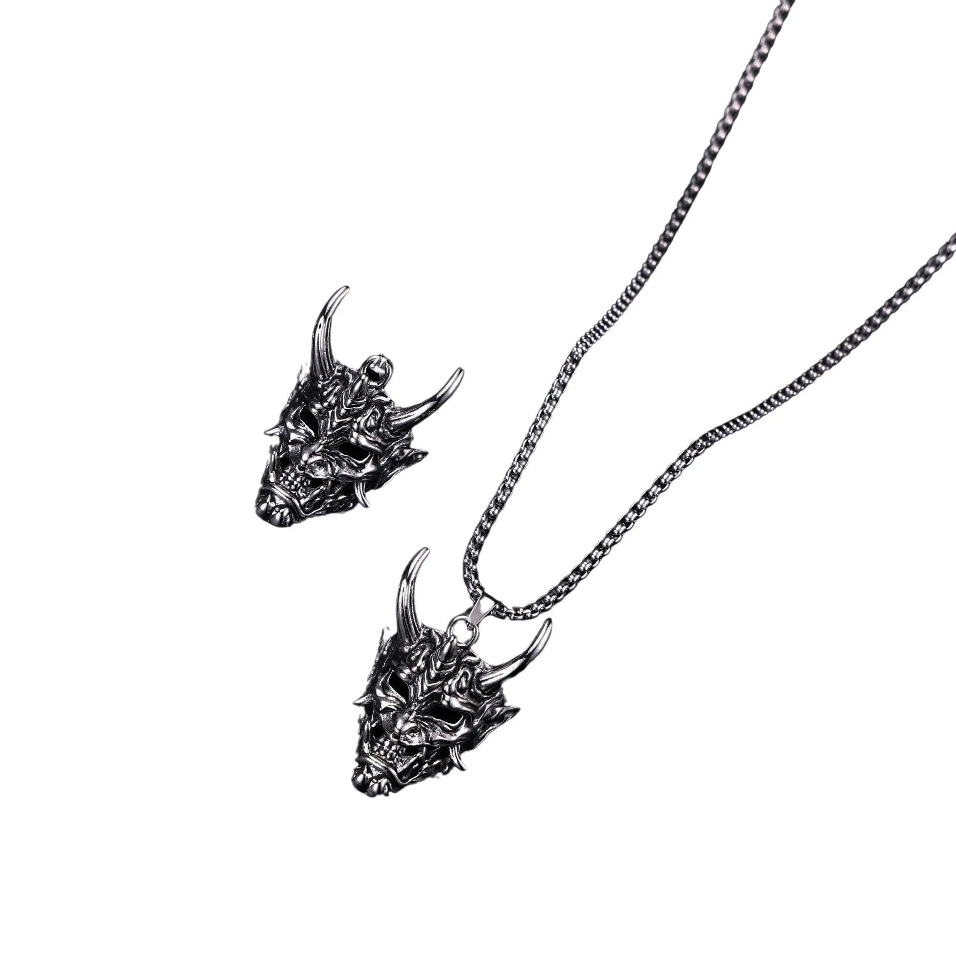 Men's silver vintage necklace with 40mm zinc alloy pendant