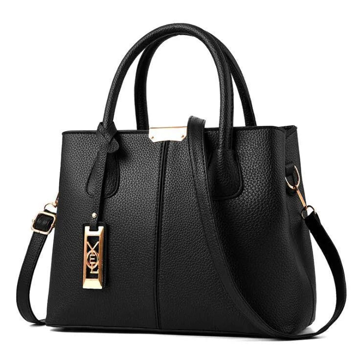 Women's large capacity PU shoulder bag with leather strap in horizontal square shape