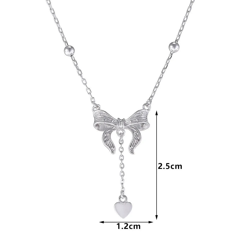 925 silver necklace with heart-shaped butterfly pendant on O-ring chain, adjustable 40-45cm length