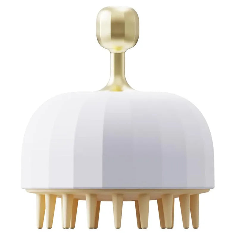 Green double-sided pet bath massage brush with drainage holes on a white background