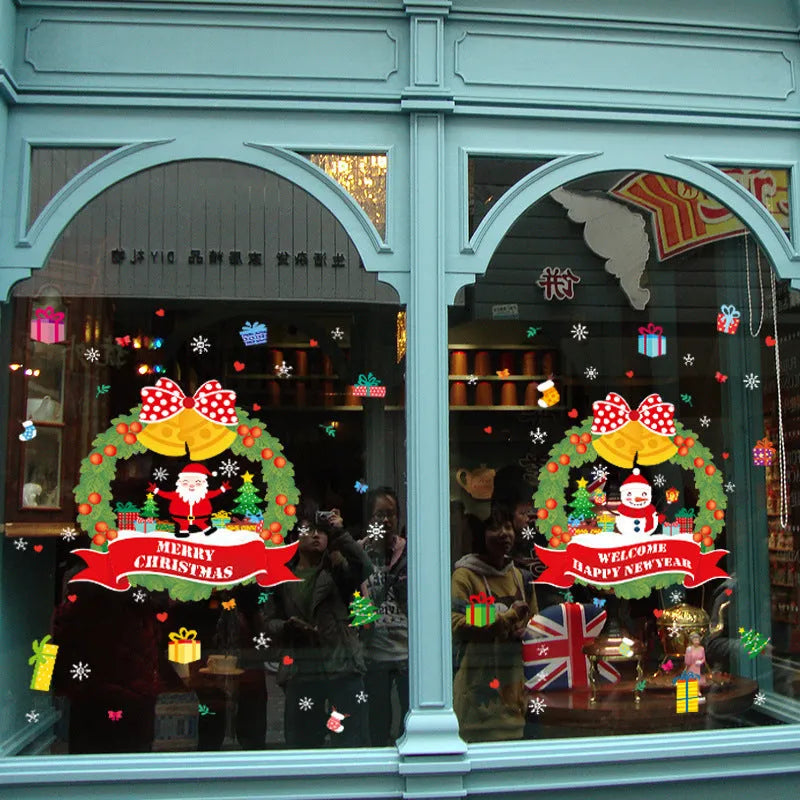 Two large colourful cartoon pattern static cling wall stickers for glass windows, each 60cm by 45cm.