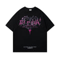 Men's retro printed cotton t-shirt in loose fit with short sleeves and round neck