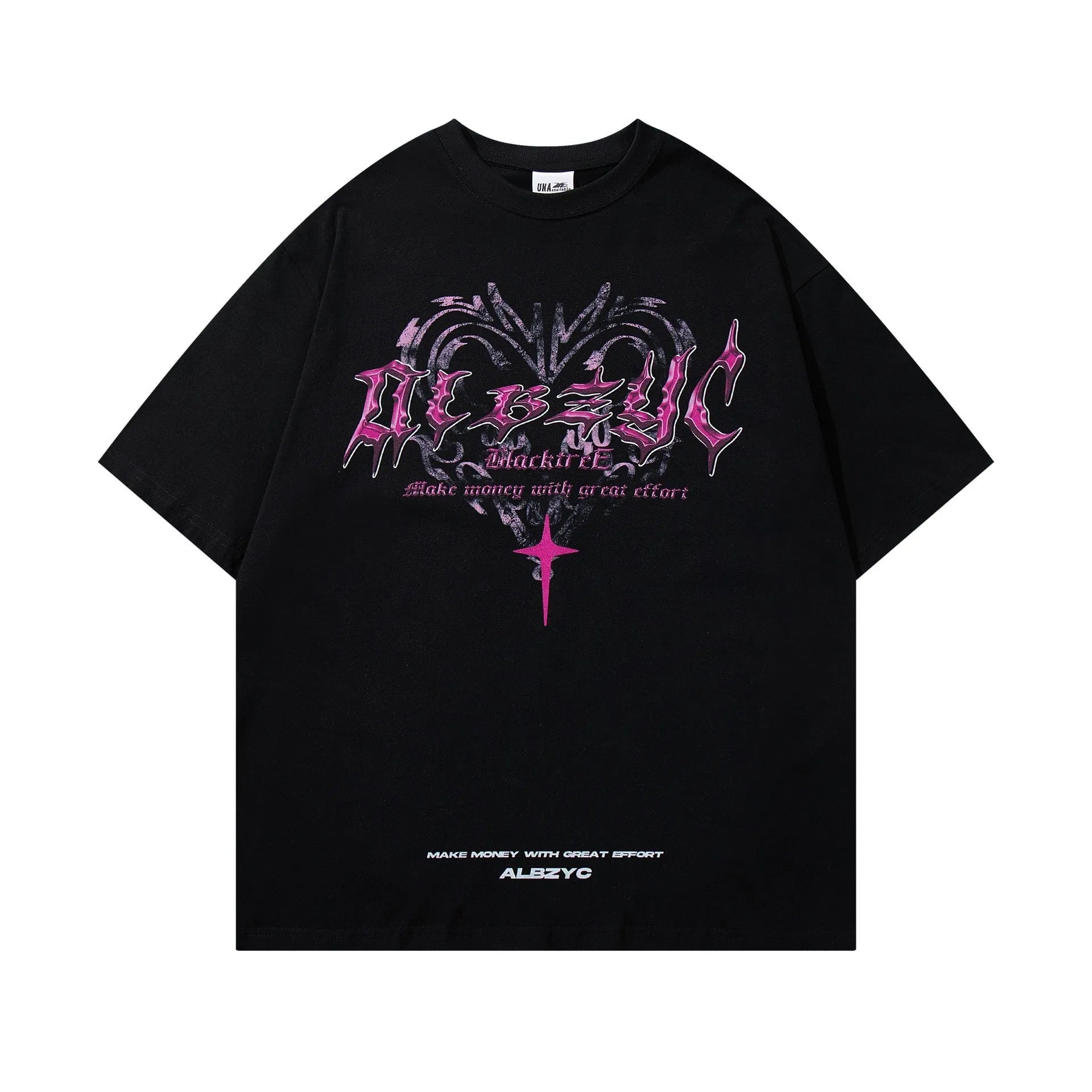 Men's retro printed cotton t-shirt in loose fit with short sleeves and round neck